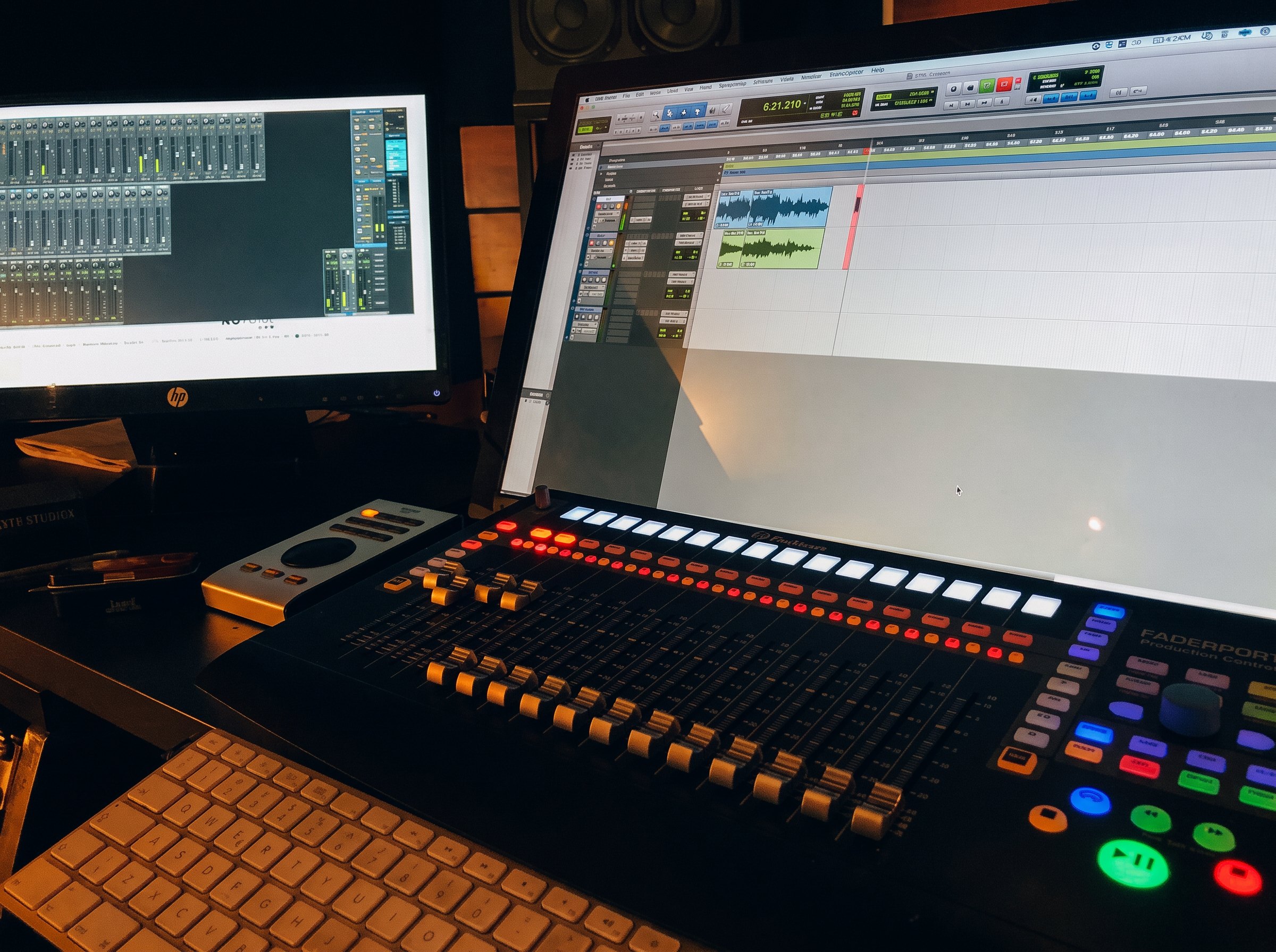 Studio console and monitors