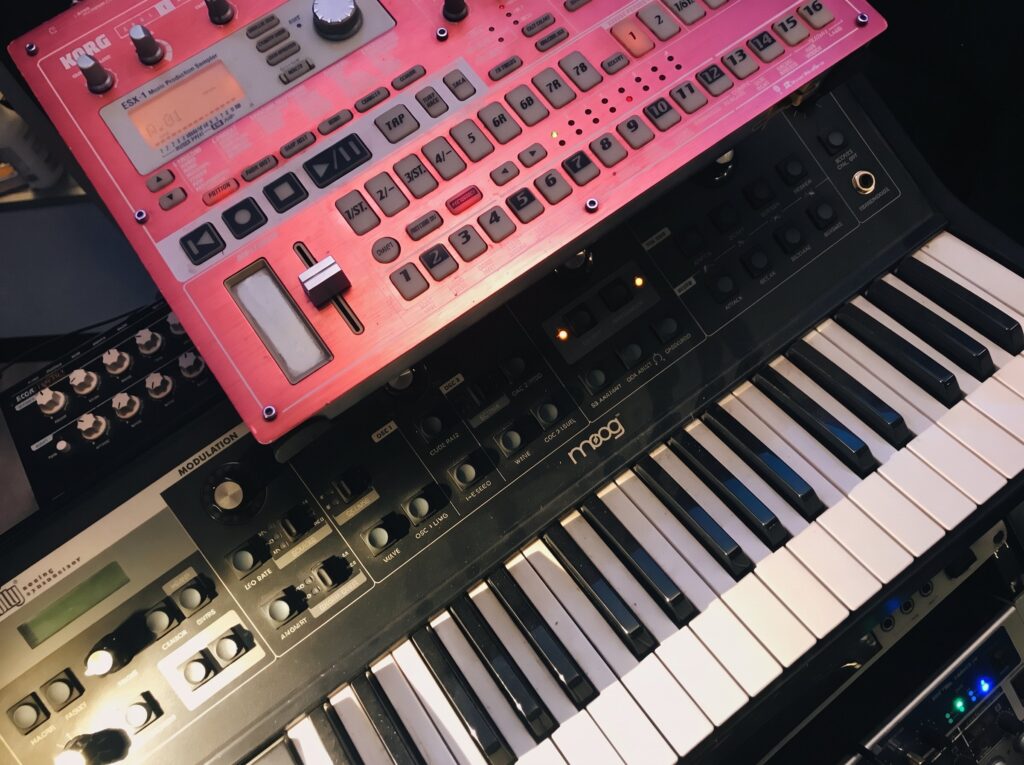 Moog synthesizer in the studio